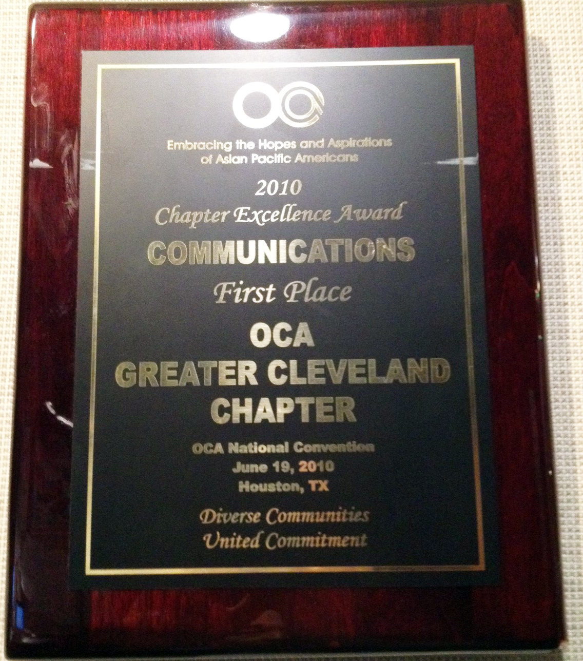 Cleveland’s OCA Image TV Ohio receives OCA’s 2010 Chapter Excellence